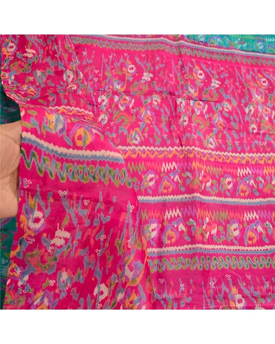 Sanskriti Vintage Green Indian Sarees Pure Silk Printed Sari Soft Craft Fabric, PR-58166-Green-Printed Floral Design-Pure Silk-5