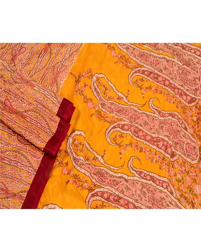 Sanskriti Vintage Red Indian Sarees Pure Silk Printed Sari Soft 5Yd Craft Fabric, PR-58167-Red-Printed Floral Design-Pure Silk-2