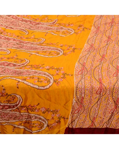 Sanskriti Vintage Red Indian Sarees Pure Silk Printed Sari Soft 5Yd Craft Fabric, PR-58167-Red-Printed Floral Design-Pure Silk-4