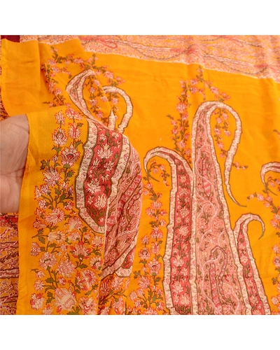 Sanskriti Vintage Red Indian Sarees Pure Silk Printed Sari Soft 5Yd Craft Fabric, PR-58167-Red-Printed Floral Design-Pure Silk-6