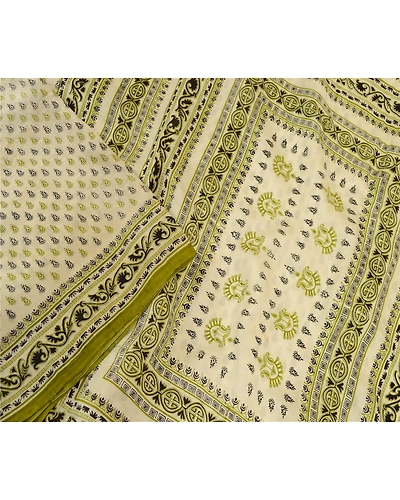 Sanskriti Vintage Ivory Printed Sarees 100% Pure Silk Sari 5Yd Soft Craft Fabric, PR-58188-Ivory-Printed Floral Design-Pure Silk-2