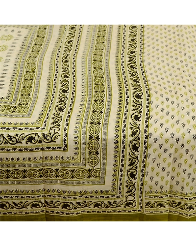 Sanskriti Vintage Ivory Printed Sarees 100% Pure Silk Sari 5Yd Soft Craft Fabric, PR-58188-Ivory-Printed Floral Design-Pure Silk-3