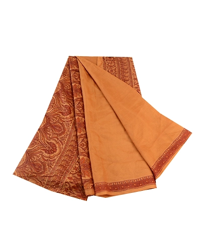 Sanskriti Vintage Salted Caramel Sarees Pure Silk Printed Sari Soft Craft Fabric, PR-58249-Salted Caramel-Printed Floral Design-Pure Silk-6
