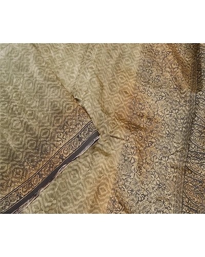 Sanskriti Vintage Green Sarees 100% Pure Silk Printed Sari Floral Craft Fabric, PR-58268-Green-Printed Floral Design-Pure Silk-2