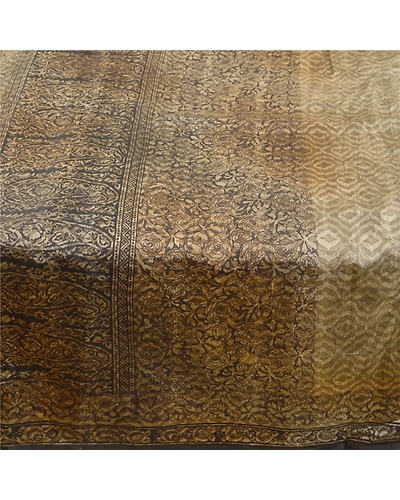 Sanskriti Vintage Green Sarees 100% Pure Silk Printed Sari Floral Craft Fabric, PR-58268-Green-Printed Floral Design-Pure Silk-3