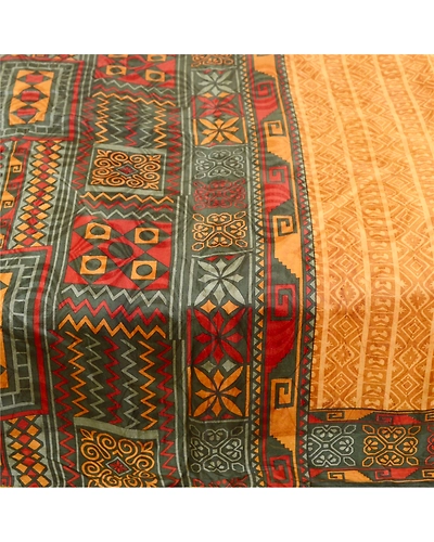 Sanskriti Vintage Brown Sarees 100% Pure Silk Printed Sari 5Yd Soft Craft Fabric, PR-58287-Brown-Printed Floral Design-Pure Silk-3