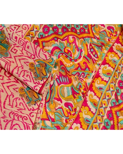 Sanskriti Vintage Hot Pink Sarees Indian Pure Silk Printed Sari 5Yd Craft Fabric, PR-58290-Pink-Printed Floral Design-Pure Silk-1