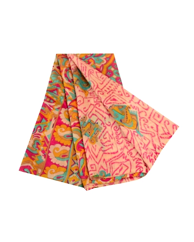 Sanskriti Vintage Hot Pink Sarees Indian Pure Silk Printed Sari 5Yd Craft Fabric, PR-58290-Pink-Printed Floral Design-Pure Silk-6