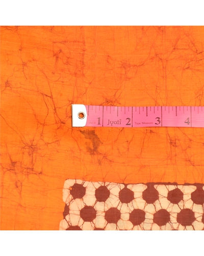 Sanskriti Vintage Saffron Batik Sarees Pure Silk Printed Sari Soft Craft Fabric, PR-58292-Saffron-Printed Floral Design-Pure Silk-1