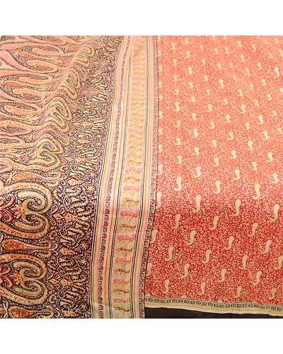 Sanskriti Vintage Red Sarees Pure Silk Printed Sari Soft 5Yd Sewing Craft Fabric, PR-58310-Red-Printed Floral Design-Pure Silk-3