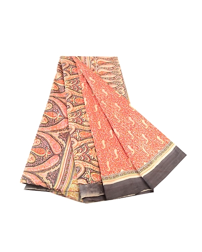 Sanskriti Vintage Red Sarees Pure Silk Printed Sari Soft 5Yd Sewing Craft Fabric, PR-58310-Red-Printed Floral Design-Pure Silk-6