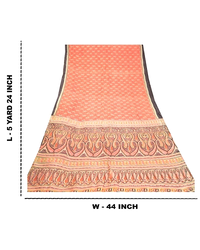 Sanskriti Vintage Red Sarees Pure Silk Printed Sari Soft 5Yd Sewing Craft Fabric, PR-58310-Red-Printed Floral Design-Pure Silk-8