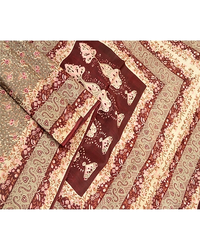 Sanskriti Vintage Green Indian Sarees Pure Silk Printed Sari Floral Craft Fabric, PR-58348-Green-Printed Floral Design-Pure Silk-2