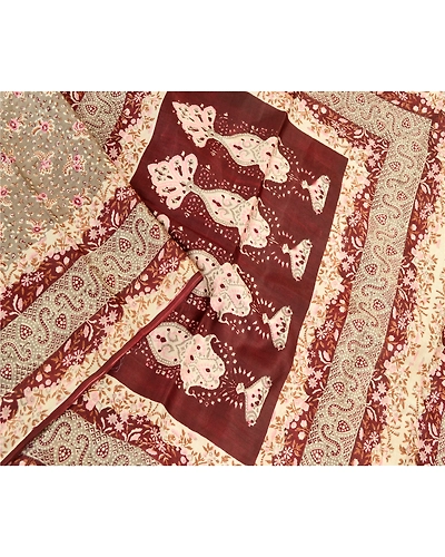 Sanskriti Vintage Green Indian Sarees Pure Silk Printed Sari Floral Craft Fabric, PR-58348-Green-Printed Floral Design-Pure Silk-3