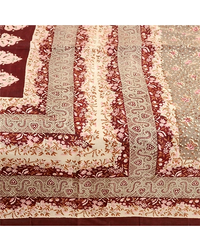 Sanskriti Vintage Green Indian Sarees Pure Silk Printed Sari Floral Craft Fabric, PR-58348-Green-Printed Floral Design-Pure Silk-4