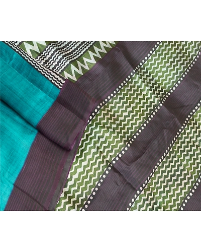 Sanskriti Vintage Green Indian Sarees Pure Silk Printed Sari 5Yd Craft Fabric, PR-58371-Green-Printed Floral Design-Pure Silk-1