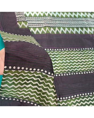 Sanskriti Vintage Green Indian Sarees Pure Silk Printed Sari 5Yd Craft Fabric, PR-58371-Green-Printed Floral Design-Pure Silk-5