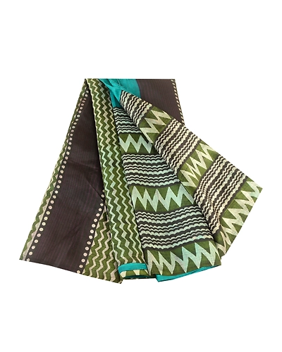 Sanskriti Vintage Green Indian Sarees Pure Silk Printed Sari 5Yd Craft Fabric, PR-58371-Green-Printed Floral Design-Pure Silk-6