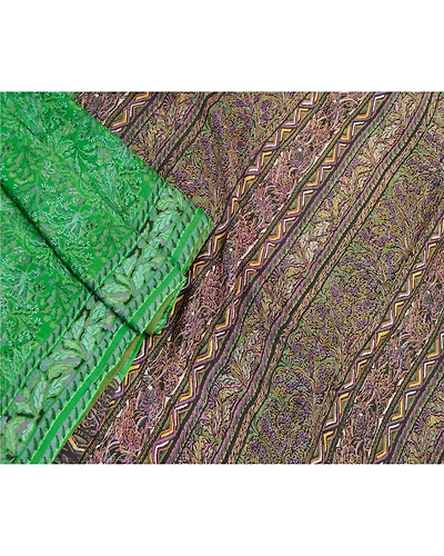 Sanskriti Vintage Green Sarees Pure Silk Printed Sari Craft Floral Soft Fabric, PR-58396-Green-Printed Floral Design-Pure Silk-1