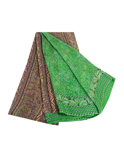 Sanskriti Vintage Green Sarees Pure Silk Printed Sari Craft Floral Soft Fabric, PR-58396-Green-Printed Floral Design-Pure Silk-6