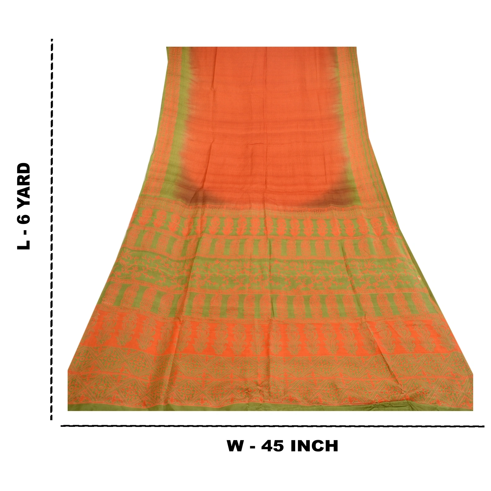 Sanskriti Vintage Orange Indian Sarees Pure Silk Printed Sari Soft Craft Fabric, PR-58456-Orange-Printed Floral Design-Pure Silk-8