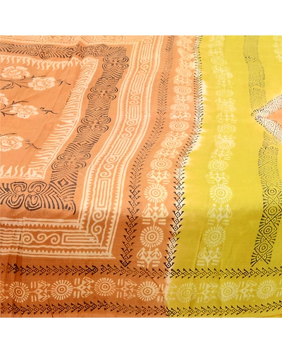 Sanskriti Vintage Green Indian Sarees Pure Silk Printed Sari Floral Craft Fabric, PR-58491-Green-Printed Floral Design-Pure Silk-3
