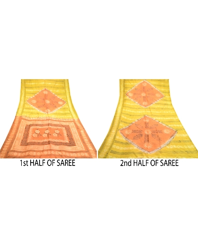 Sanskriti Vintage Green Indian Sarees Pure Silk Printed Sari Floral Craft Fabric, PR-58491-Green-Printed Floral Design-Pure Silk-4