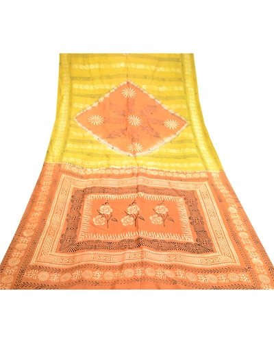 Sanskriti Vintage Green Indian Sarees Pure Silk Printed Sari Floral Craft Fabric, PR-58491-Green-Printed Floral Design-Pure Silk-7