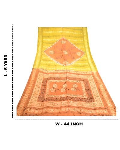 Sanskriti Vintage Green Indian Sarees Pure Silk Printed Sari Floral Craft Fabric, PR-58491-Green-Printed Floral Design-Pure Silk-8
