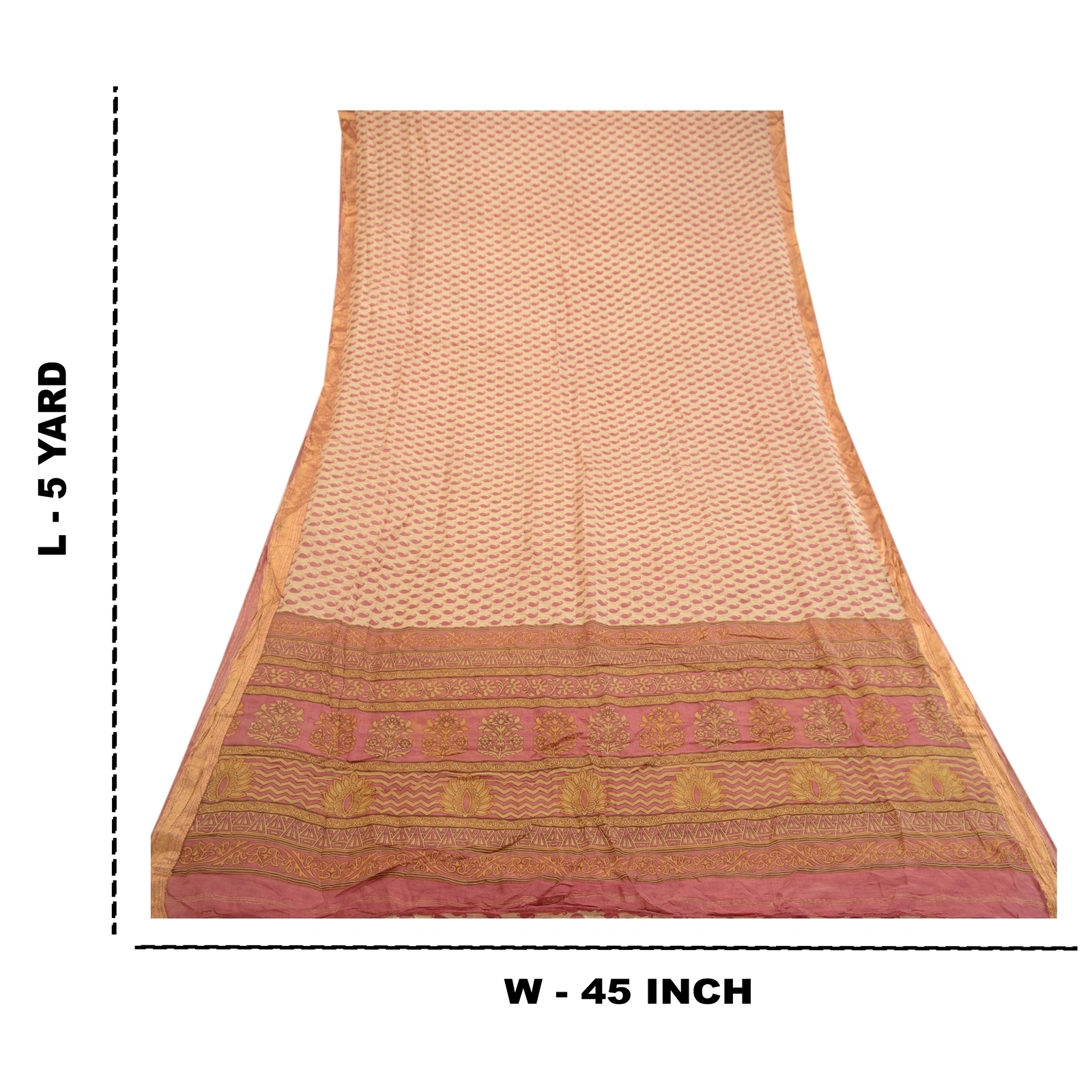 Sanskriti Vintage Pink Sarees Pure Silk Printed Zari Border Sari Craft Fabric, PR-58500-Pink-Printed Floral Design-Pure Silk-8