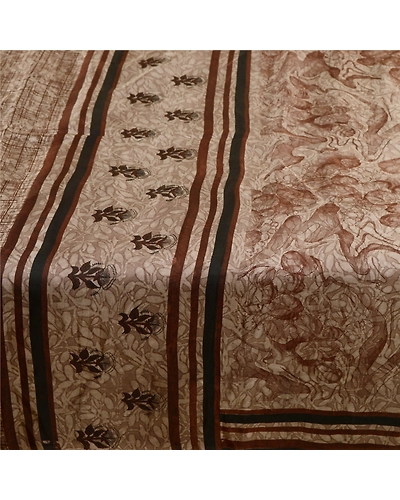 Sanskriti Vintage Gray Printed Sarees 100% Pure Silk Sari 5Yd Soft Craft Fabric, PR-58544-Gray-Printed Floral Design-Pure Silk-3