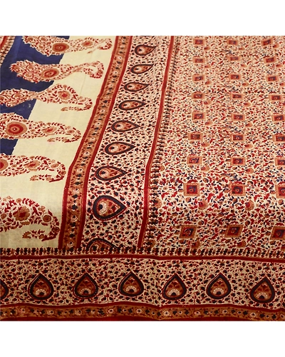 Sanskriti Vintage Red Sarees Indian 100% Pure Silk Printed Sari 5Yd Craft Fabric, PR-58565-Red-Printed Floral Design-Pure Silk-4