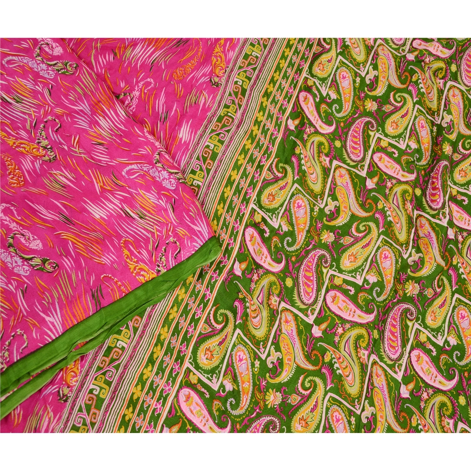 Sanskriti Vintage Blush Pink Sarees Pure Silk Printed Sari Floral Craft Fabric, PR-58615-Blush Pink-Printed Floral Design-Pure Silk-2