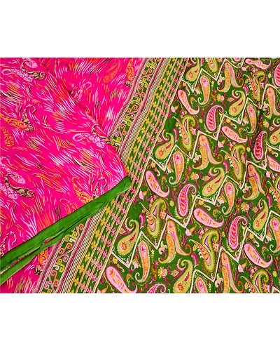 Sanskriti Vintage Blush Pink Sarees Pure Silk Printed Sari Floral Craft Fabric, PR-58615-Blush Pink-Printed Floral Design-Pure Silk-2