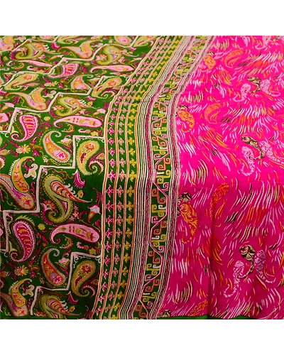 Sanskriti Vintage Blush Pink Sarees Pure Silk Printed Sari Floral Craft Fabric, PR-58615-Blush Pink-Printed Floral Design-Pure Silk-3