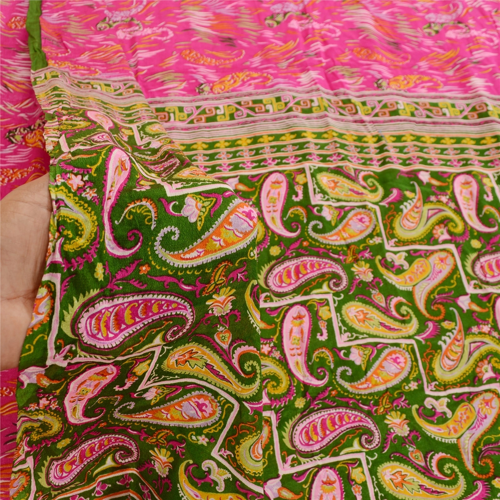 Sanskriti Vintage Blush Pink Sarees Pure Silk Printed Sari Floral Craft Fabric, PR-58615-Blush Pink-Printed Floral Design-Pure Silk-5