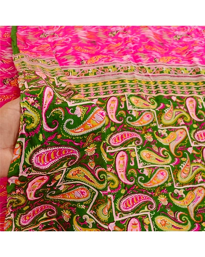 Sanskriti Vintage Blush Pink Sarees Pure Silk Printed Sari Floral Craft Fabric, PR-58615-Blush Pink-Printed Floral Design-Pure Silk-5