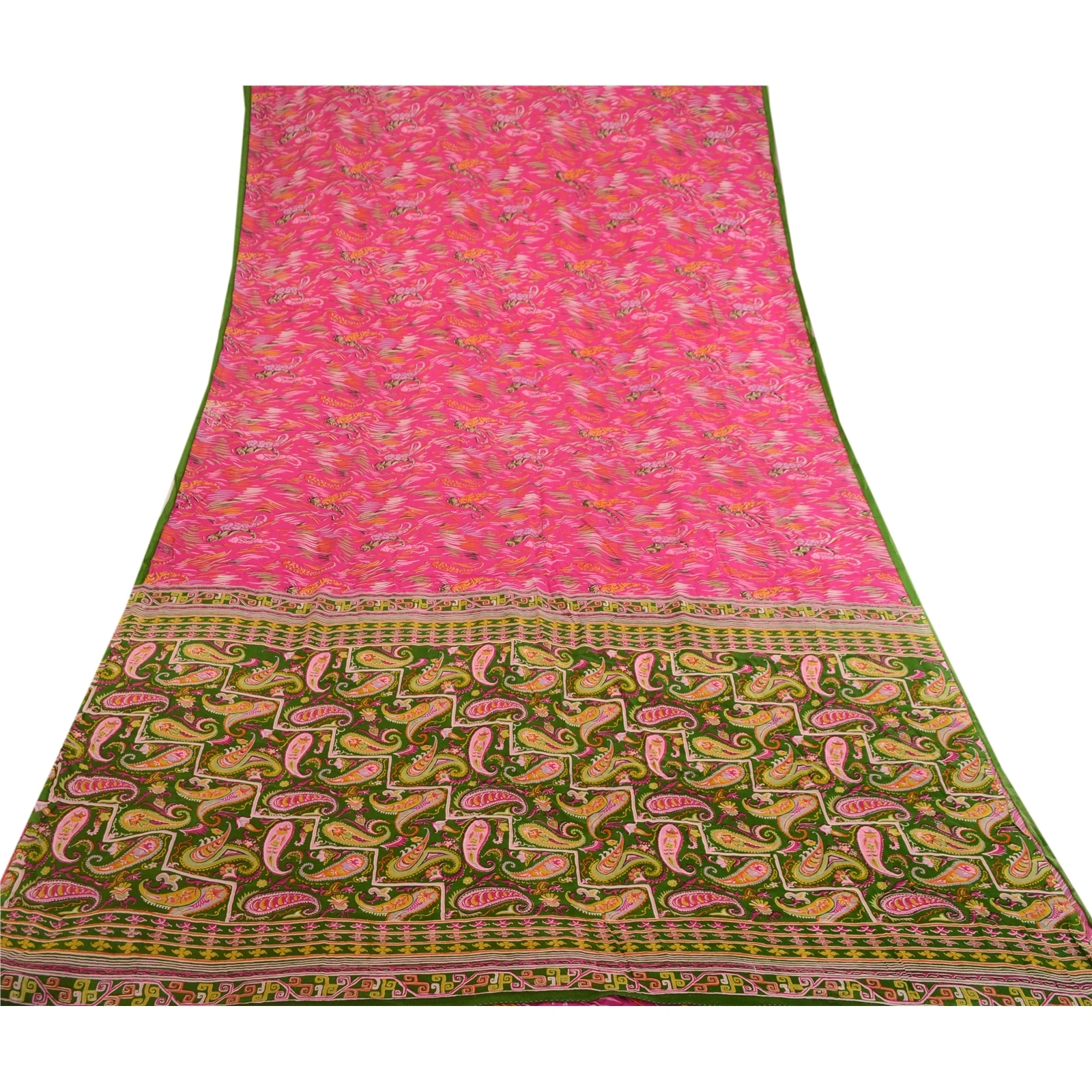 Sanskriti Vintage Blush Pink Sarees Pure Silk Printed Sari Floral Craft Fabric, PR-58615-Blush Pink-Printed Floral Design-Pure Silk-7