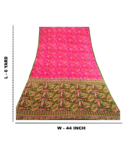Sanskriti Vintage Blush Pink Sarees Pure Silk Printed Sari Floral Craft Fabric, PR-58615-Blush Pink-Printed Floral Design-Pure Silk-8