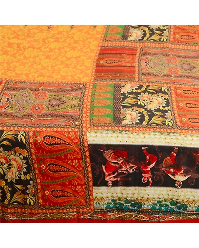 Sanskriti Vintage Red Indian Women Printed Sarees Art Silk Sari 5Yd Craft Fabric, PR-58651-Red-Printed Floral Design-Pure Silk-3