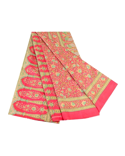 Sanskriti Vintage Pink Printed Sarees 100% Pure Silk Sari Floral Craft Fabric, PR-58666-Pink-Printed Floral Design-Pure Silk-7
