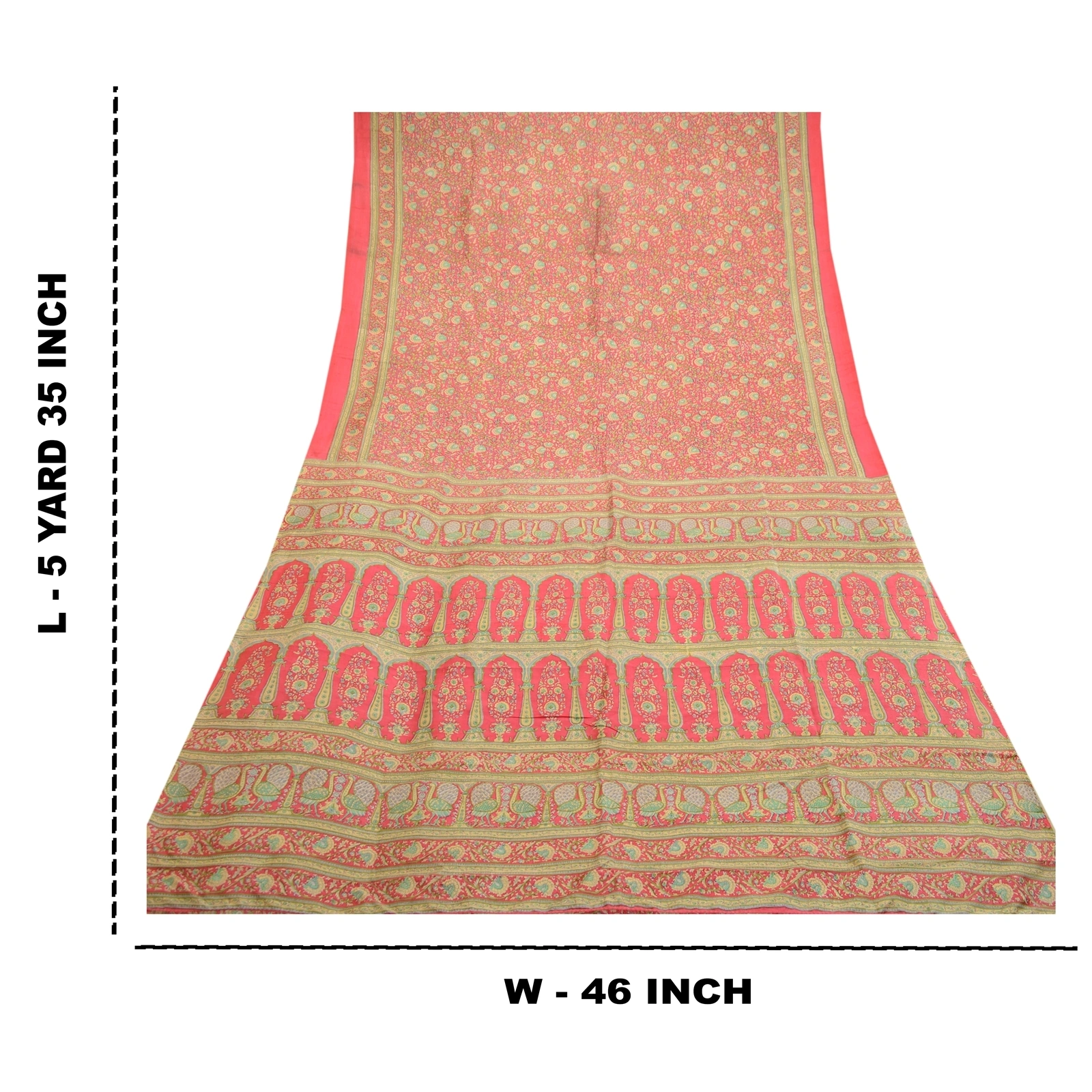 Sanskriti Vintage Pink Printed Sarees 100% Pure Silk Sari Floral Craft Fabric, PR-58666-Pink-Printed Floral Design-Pure Silk-9