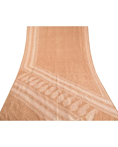 Sanskriti Vintage Ivory Printed Sarees Pure Silk Sari Floral Soft Craft Fabric, PR-58681-Ivory-Printed Floral Design-Pure Silk-7