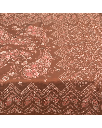 Sanskriti Vintage Brown Printed Sarees Pure Silk Sari Floral Soft Craft Fabric, PR-58686-Brown-Printed Floral Design-Pure Silk-3