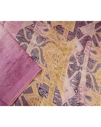 Sanskriti Vintage Purple Printed Sarees Pure Silk Sari Floral Soft Craft Fabric, PR-58707-Purple-Printed Geometrical Design-Pure Silk-2