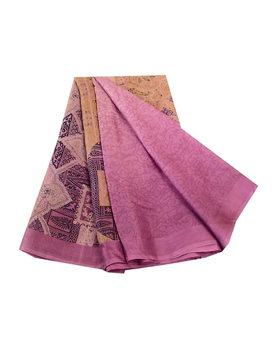 Sanskriti Vintage Purple Printed Sarees Pure Silk Sari Floral Soft Craft Fabric, PR-58707-Purple-Printed Geometrical Design-Pure Silk-6