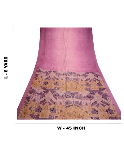 Sanskriti Vintage Purple Printed Sarees Pure Silk Sari Floral Soft Craft Fabric, PR-58707-Purple-Printed Geometrical Design-Pure Silk-8