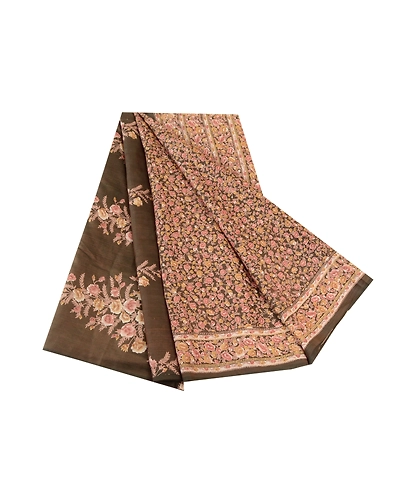 Sanskriti Vintage Shade Of Green Printed Sarees Pure Silk Sari Soft Craft Fabric, PR-58735-Shade Of Green-Printed Floral Design-Pure Silk-6