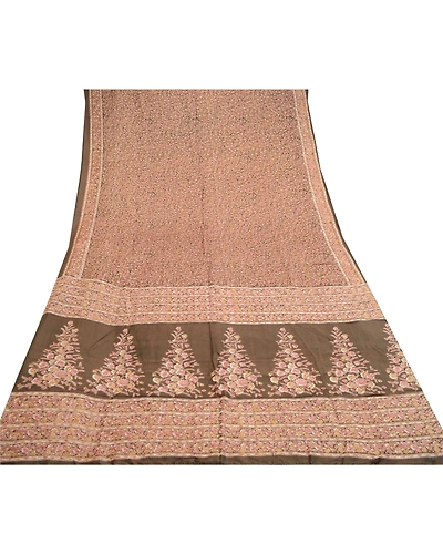 Sanskriti Vintage Shade Of Green Printed Sarees Pure Silk Sari Soft Craft Fabric, PR-58735-Shade Of Green-Printed Floral Design-Pure Silk-7