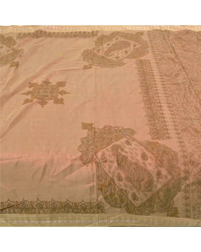 Sanskriti Vintage Brown Printed Sarees Pure Silk Sari Printed 5Yd Craft Fabric, PR-58780-Shade Of Brown-Printed Floral Design-Pure Silk-3